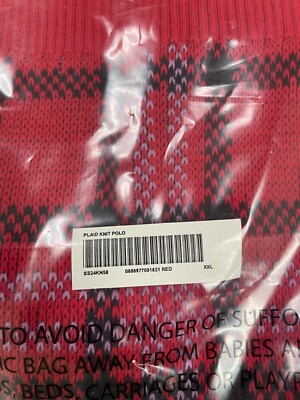 SS24 SUPREME PLAID KNIT S/S SS POLO RED SZ XXL | eBay