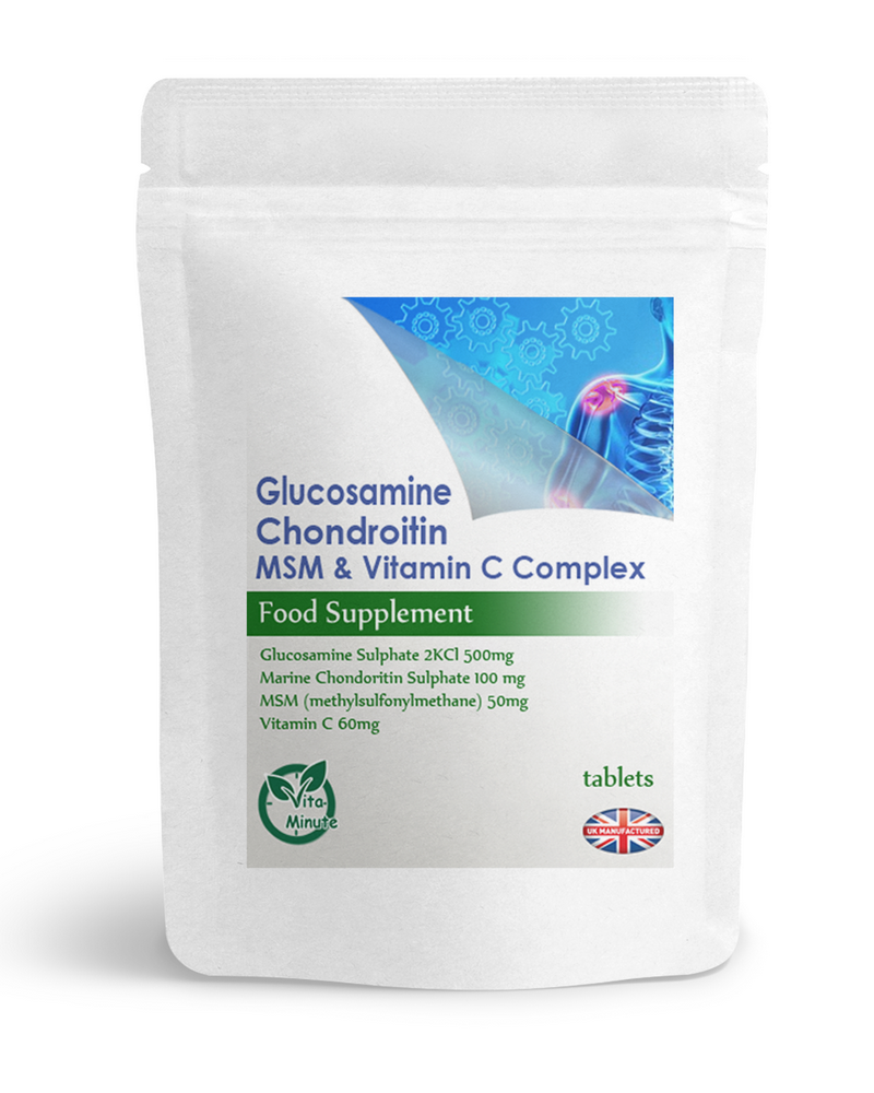 Glucosamine 500mg, Chondroitin 100mg, MSM 50mg - Strong 120 Tablets Complex - UK