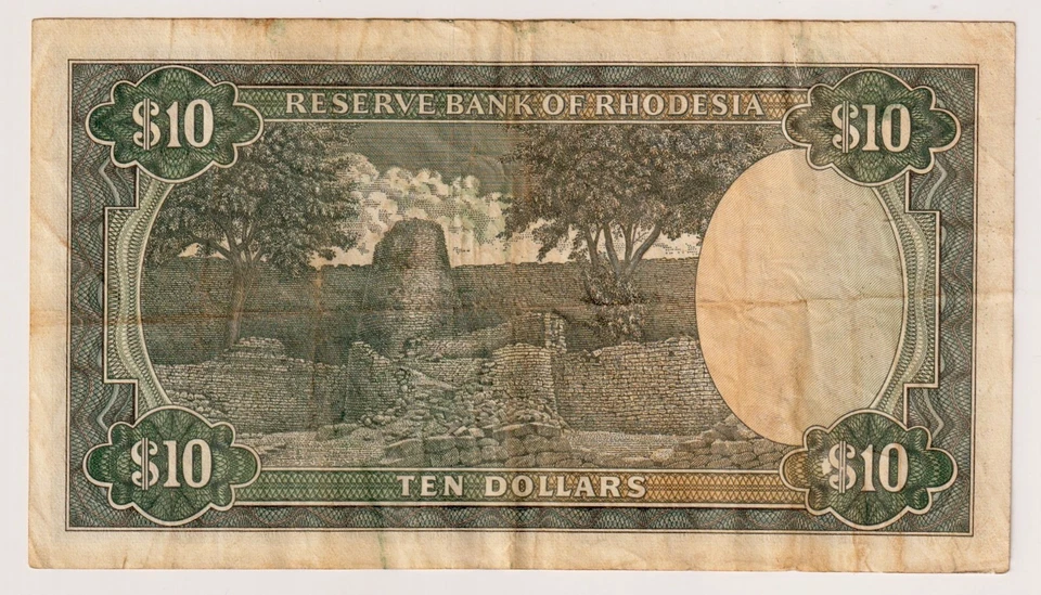 Rhodesia $10 1976 P-37a (1st Mar 1976) , Circulated Banknote J/44 384089 - Image 2 of 3