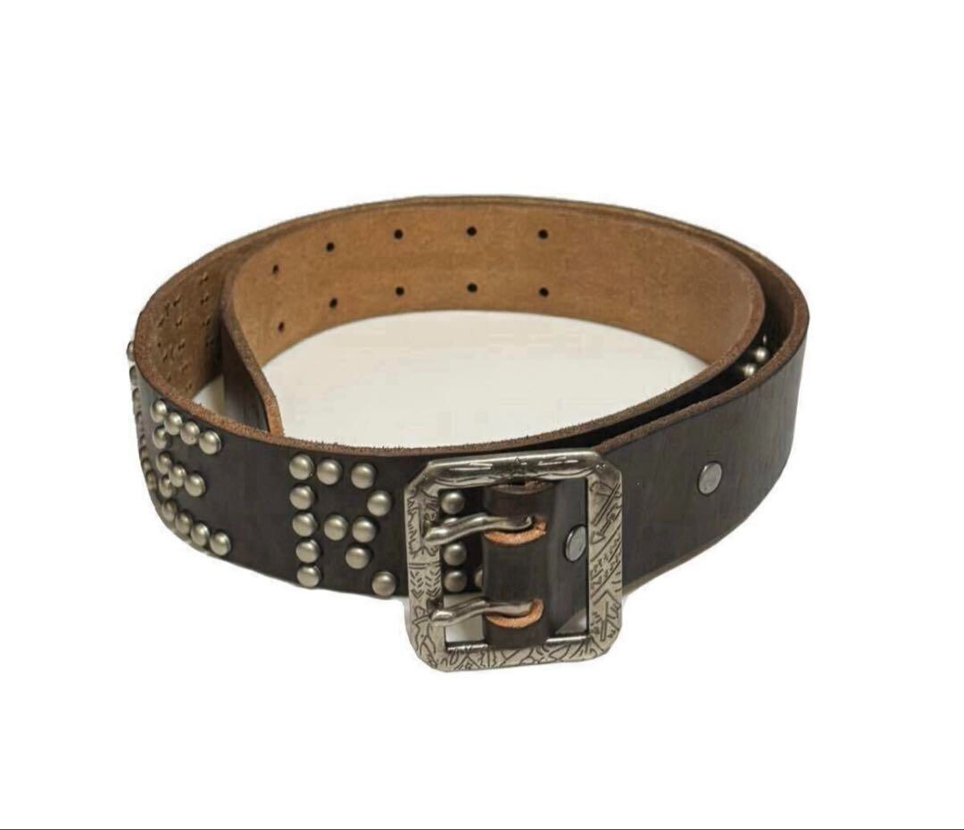 RRL RALPH LAUREN Men's Studded logo belt dark brown Size 32
