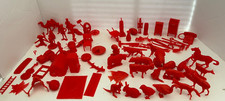 HUGE Lot 75 red plastic toys animals people food tools vacuum bike mailbox leaf