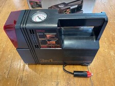 Vintage 3:1 12v car tyre air compressor inflator pump Gauge Work Hazard Light