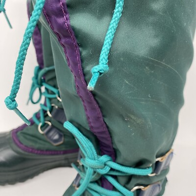 90s Sorel Snow Boots in the Rare Teal + Magenta Color Way Vintage 90s Sorel Womens Freestyle Tall Snow Boots Felt  main image 3