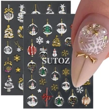 Christmas Nail Art Stickers Snowflake Santa Orinement Decals Self-Adhesive NS53