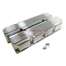 Jeep AMC Polish Fabricated Aluminum Finned Valve Covers 304 360 390 401 No-Hole