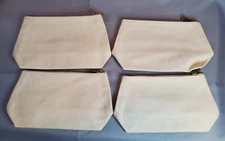 Blank Canvas Off-White Beige Makeup Travel Pouch Bags Set of 4 Craft DIY