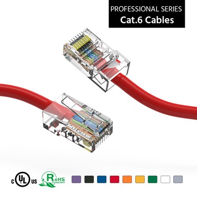 50 Foot Cat6 UTP Ethernet Network Non Booted Cable Red