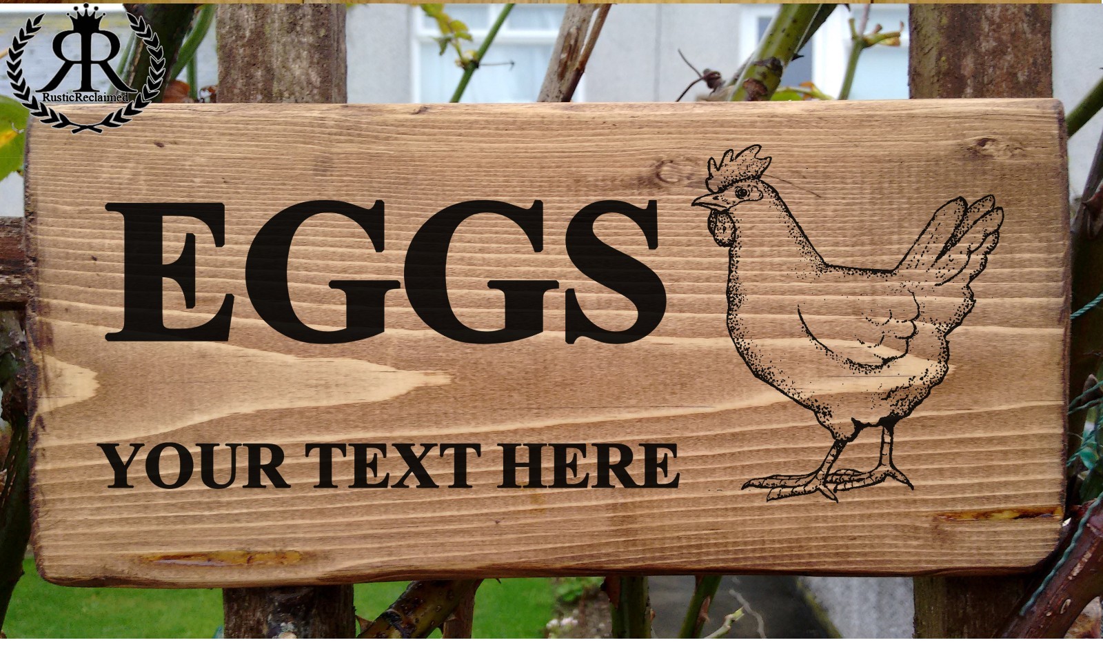 Personalised Free Range Eggs for Sale Sign - Fresh Chicken Egg Box Plaque
