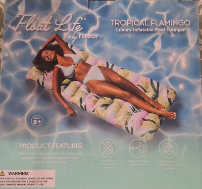 FLOAT LIFE by FUNBOY Inflatable Pool Lounger Float TROPICAL FLAMINGO, 5 Ft Plus