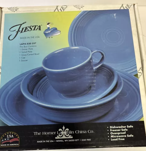 FiestaWare Lapis New 5 Piece Place Setting Dinner Salad Plate Bowl Cup Saucer