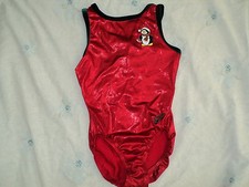 GK Elite Red W/Penguin Gymnastics Leo Sz Adult XS Great 4 Gift