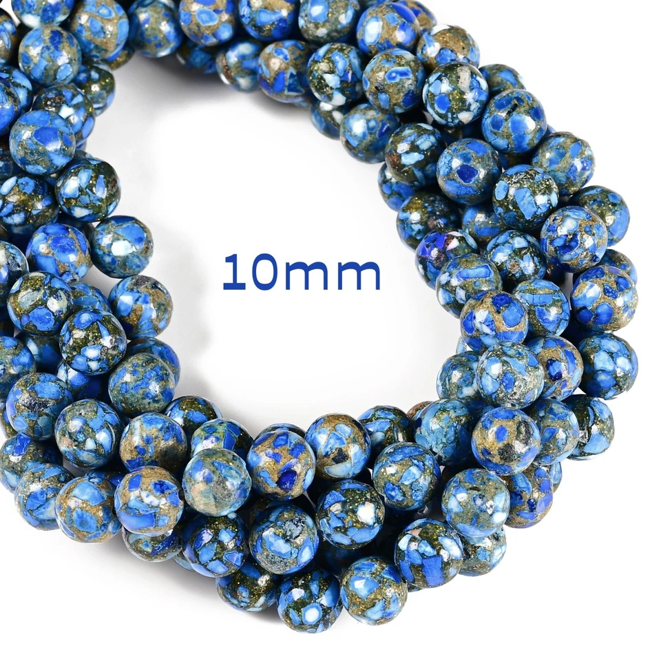 Mohave Copper Royal Blue Turquoise Smooth Round Beads 6mm 8mm 10mm 15.5'' Strand - Image 3 of 4