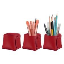 3 Pack Leather Desk Organizer Leather Jewelry Valet Tray Burgundy