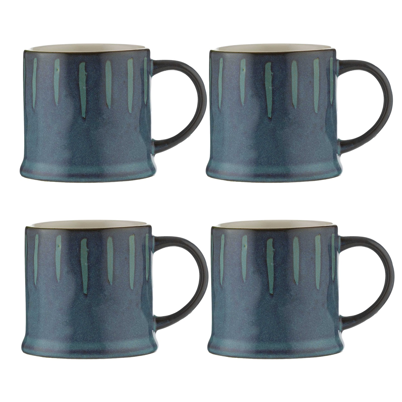 Coffee Mug Stoneware Reactive Glaze Teal Hot Beverages 400ml Drinking Cup 4pcs
