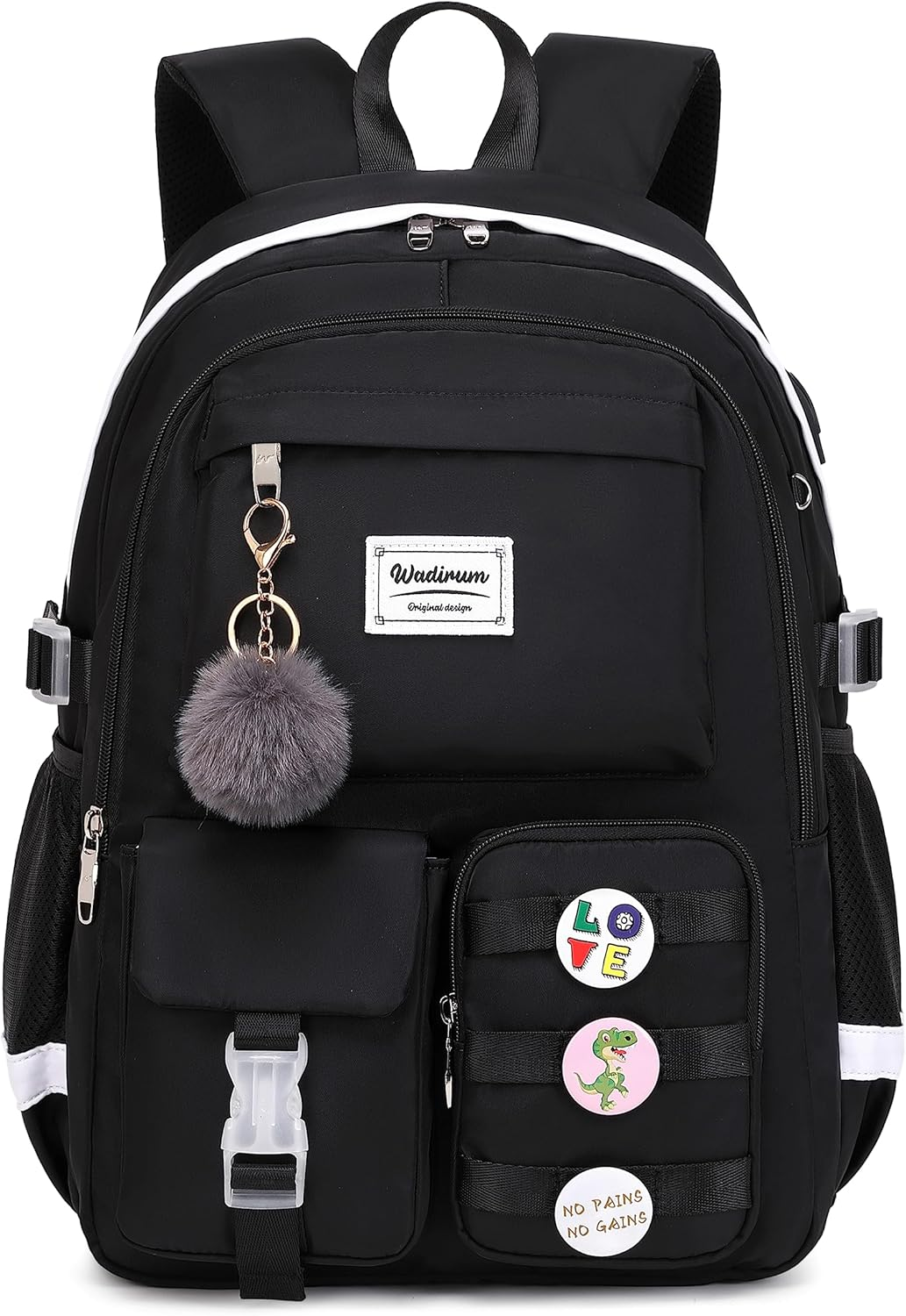 Cute Black Laptop Backpack for Girls Women Fashion College School Bag Purse