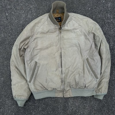 Vintage 50s 60s LL Bean Shawl Collar Goose Jacket L/XL Sun Down Stained/Torn