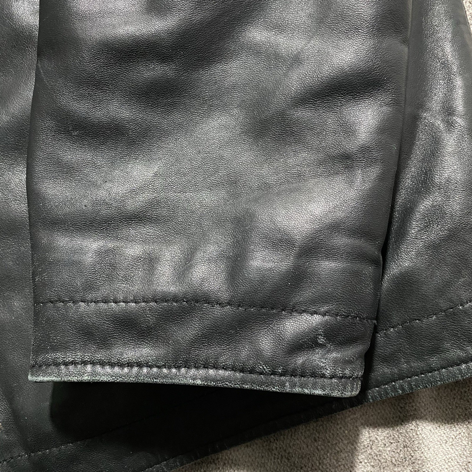 Vintage Perry Ellis Portfolio Lambskin Leather Jacket Men’s XL Black Quilted