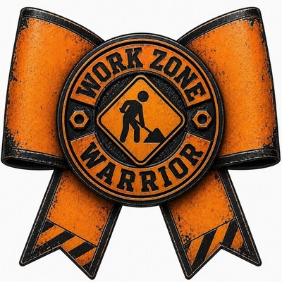 Work Zone Bow Sticker 3  UV DTF Decal Blue Collar Woman Hard Hat Decal
