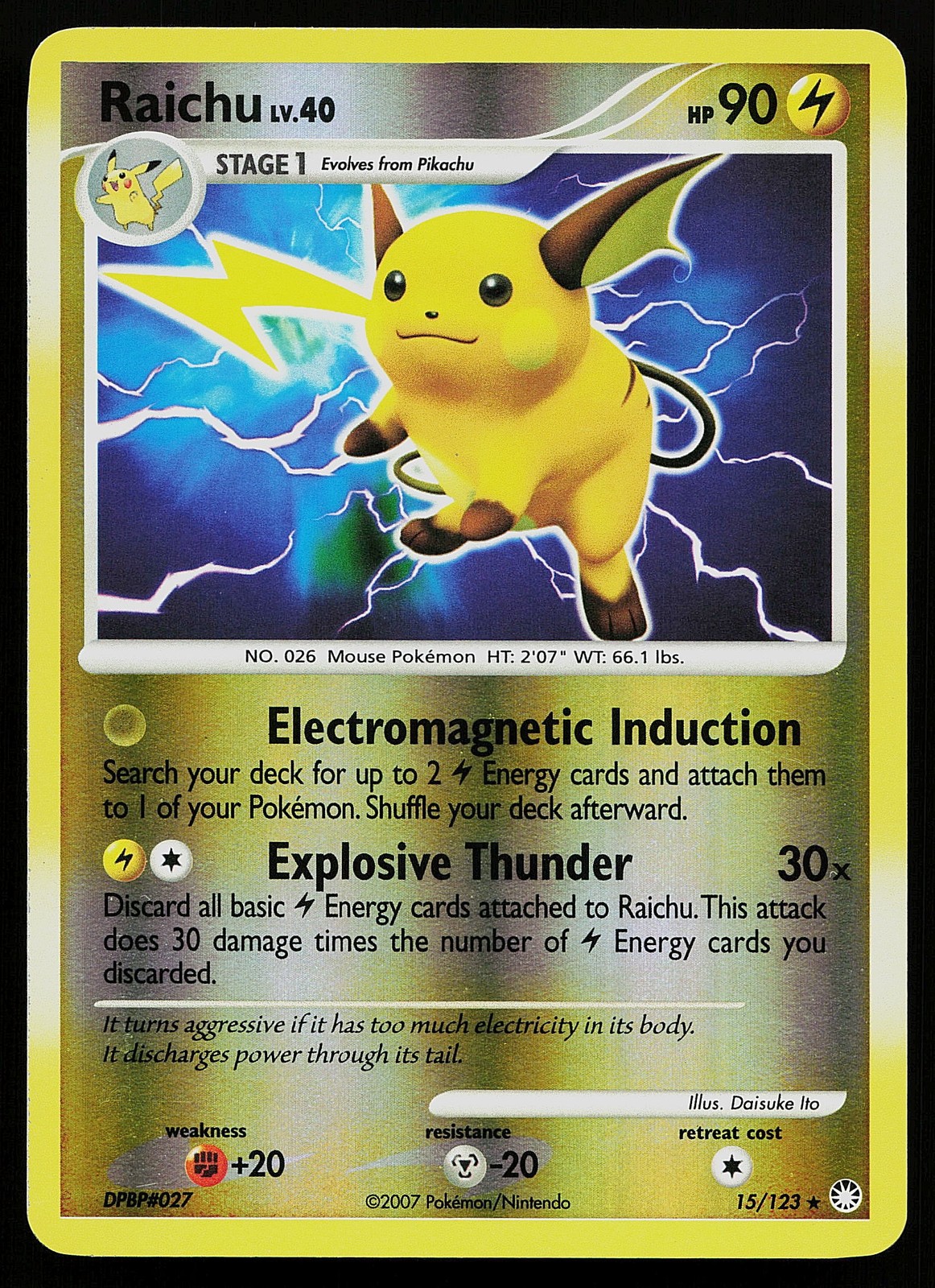 Pokemon Card - Raichu Mysterious Treasures 15/123 Rare Reverse Holo