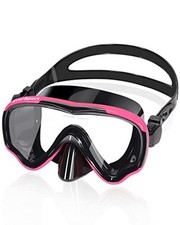 Swim Goggles Adult with Nose Cover, Anti-fog Clear Diving Mask Wide Black-pink