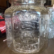 Vintage Large Glass Planters Peanut Display Jar 5¢ EUC 10” H X 8 “ Wide Mouth- 6