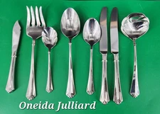 Oneida Stainless Flatware JUILLIARD 8pc Serving Set Sugar Gravy Butter Knife LOT