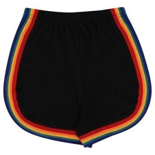 Kids Girls Shorts Gym Sports Rainbow Taped Black Summer Hot Short Pants 5-13 Yrs