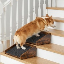 2Pcs LowAngled Wooden Dog Ramp for Stairs, AntiSlip Carpet Surface Pet Steps,...