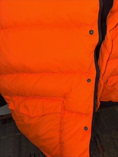 Cabela's Premier Northern Goose Down Puffer Vest Mens XL Tall Orange Snap Button - Picture 4 of 6