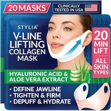 Collagen Face Mask Jawline Lift Firm Contour Hydrating Neck Tightening 20PC