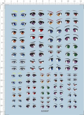 Many Eyes of animation characters and clay dolls F Model Kit Water Slide Decal