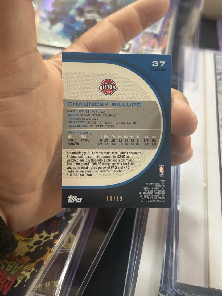 2005-06 Topps Finest Black Refractor #37 Chauncey Billups 18/19  Detroit Pistons - Image 4 of 4
