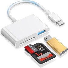 SD Card Reader for IPhone IPad, Lightning and USB C Dual Port SD Card Adapter