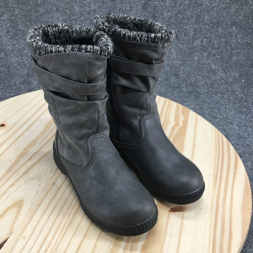 Totes Boots Womens 7 M Kappa Winter Gray Faux Leather Zip Faux Fur Round Toe - Image 3 of 4