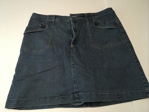 Vintage White Stag Jean Skort Skirt Women’s 14 Blue Denim Y2K Button Pockets 90s
