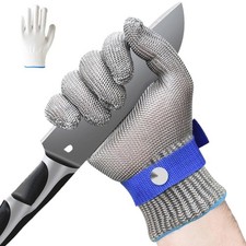 A9 Cut Resistant Kitchen Gloves Stainless Steel Mesh Metal Safety Glove for C...