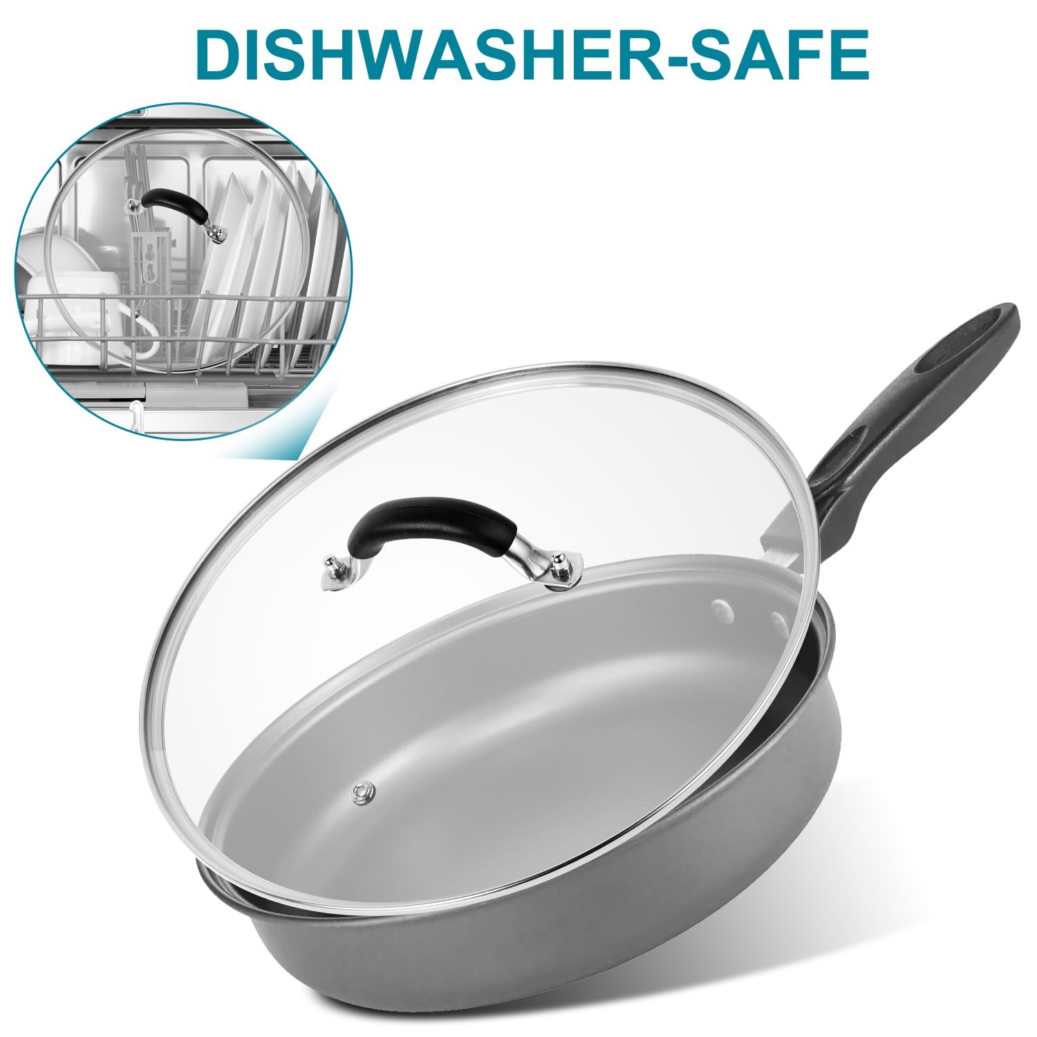 8 Inch Pan Lid-Glass Lid with Stainless Steel Handle for Frying and Pots ( )