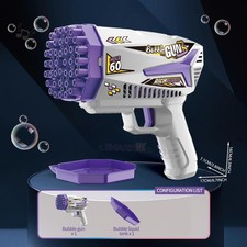Bubble Machine 60 Hole Bubble Gun Blaster with Led Lights, for kids Boys Girls O