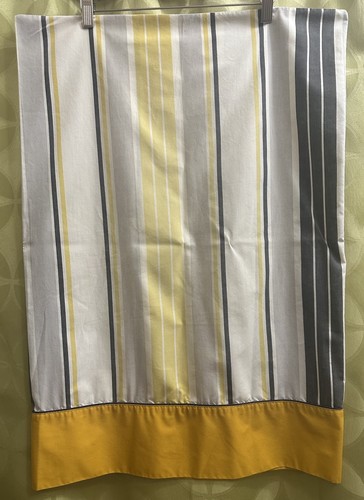 Gray gold striped WAMSUTTA ULTRACALE pillowcase with yellow border, made in USA.