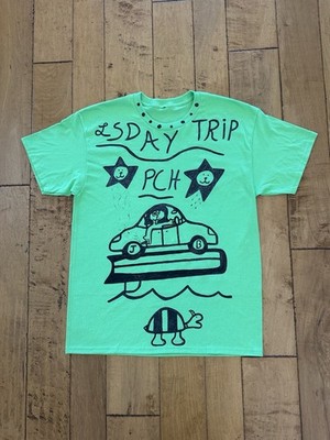 LSDAY TRIP PCH Graphic Art Green Cotton Men's Crew Neck Short Sleeve T-Shirt