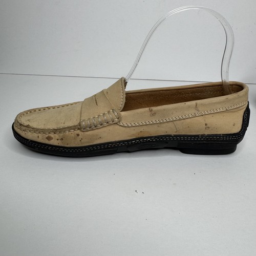Tod's Shoes Womens Size 6 Beige Suede Penny Loafers Vibram Sole Made in Italy - Picture 5 of 11