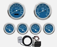 Motor Meter Racing - Classic 6 Gauge Set (MPH,F,PSI) Blue, Open Box