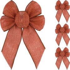 Rust Red Burlap Bows For Fall Wreaths 4 Pack Large Seasonal Decor Art