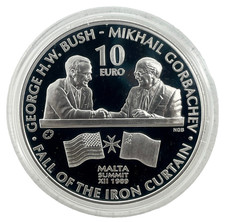 2015 MALTA SILVER 10 EURO FALL OF THE IRON CURTAIN GEM BU PROOF COIN- SCARCE
