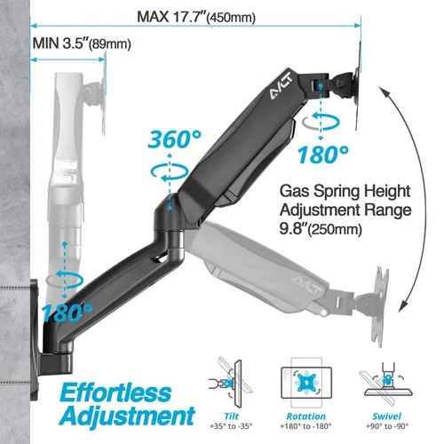 Dual 17"-32" Monitor Wall Mount fits Two 19.8 lbs Flat/Curved Computer Monito... - Picture 3 of 7
