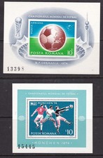 Romania 1974 Germany Soccer World Cup 2 Souvenir Sheets Unmounted Mint