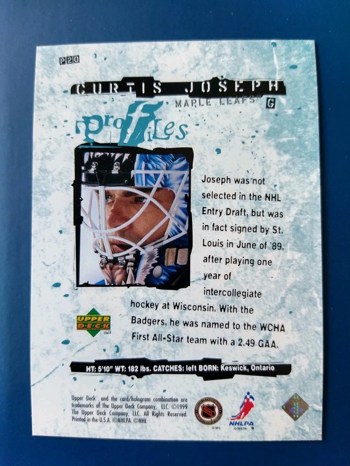 1998-99 Upper Deck Profiles Curtis Joseph #P20 Toronto Maple Leafs - Image 2 of 2