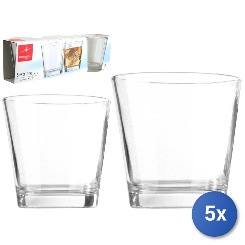 5 Packs 3 Glasses In Glass Sestriere Dof cl 36 Transparent Bormioli