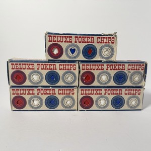 Vintage Mayer Plastics Deluxe Poker Chips 400+ Chips 4 Boxes + Bonus Box USA
