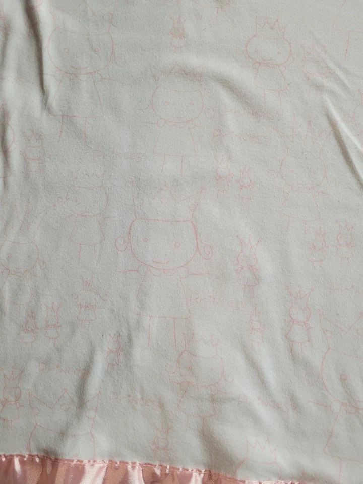 Винтажное детское одеяло 2003 Gymboree Princess из розового хлопка с атласной отделкой - Изображение 4 из 4